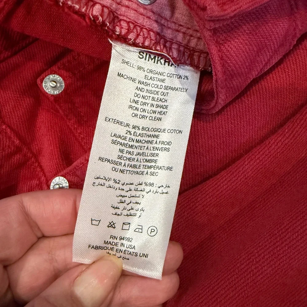 SIMKHAI Jude Straight‎ Leg Jeans Cherry Women's Size 29